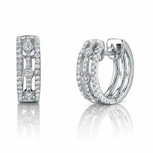 NWT Sterling Silver Small Hoops w Wht Sapphire